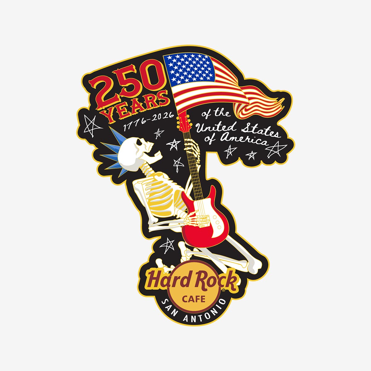 Limited Edition USA 250th Jamming Skeleton Pin image number 1